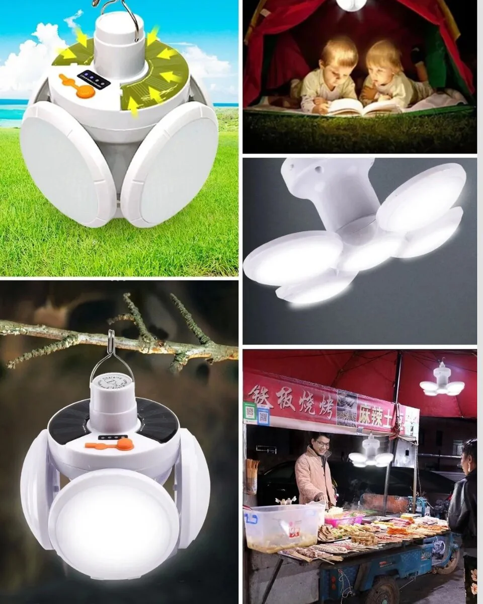 Katlanabilir Solar LED Lamba - Taşınabilir, IP65 Su Geçirmez, 45 LED, 2400mAh