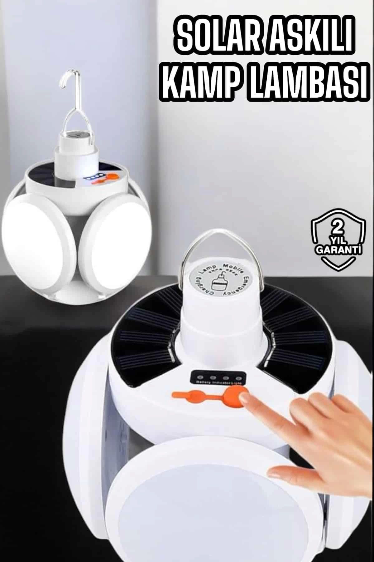 Yusuftex Katlanabilir Taşınabilir Kamp Lambası İşıldak Beyaz İşık Güneş En