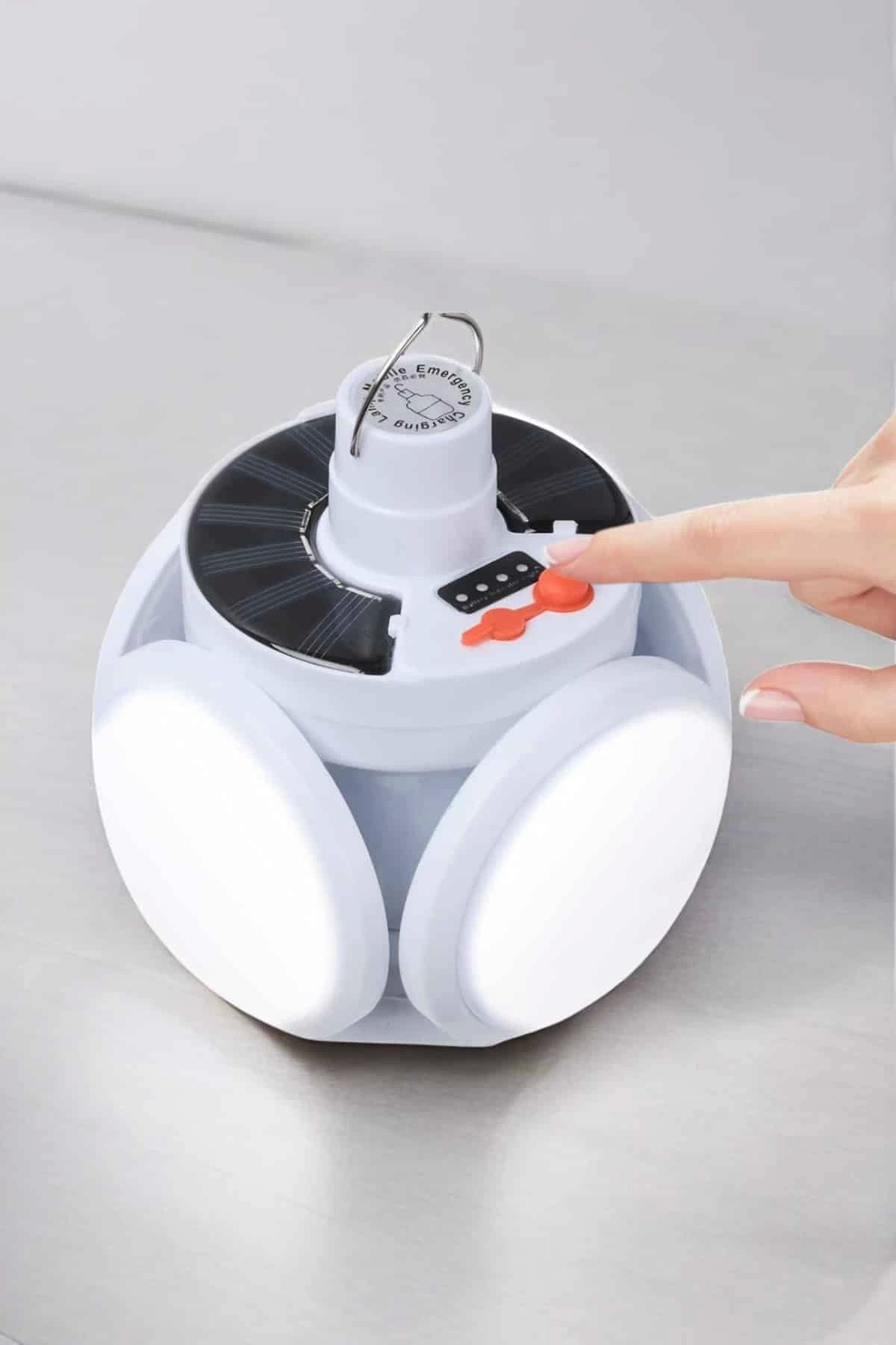 Yusuftex Katlanabilir Taşınabilir Kamp Lambası İşıldak Beyaz İşık Güneş En