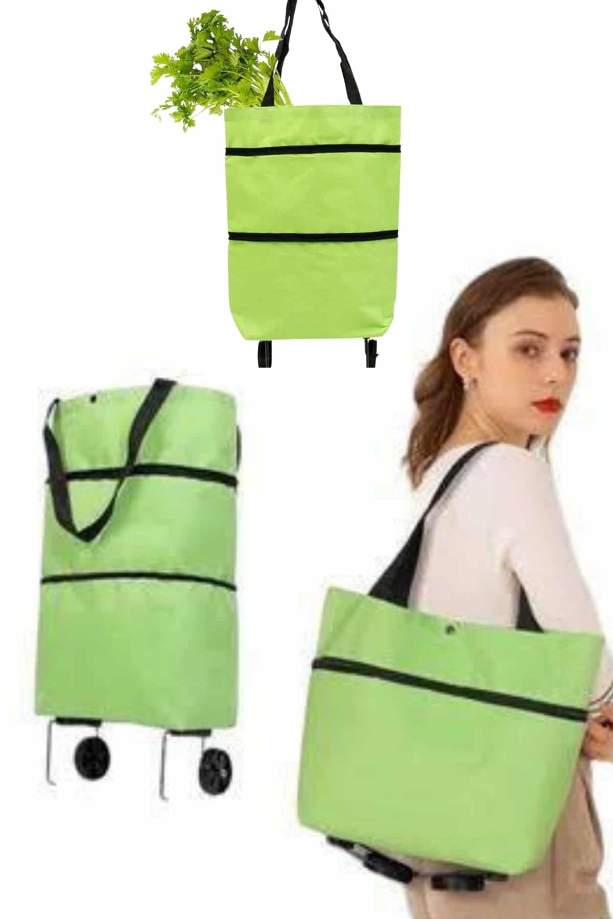 Katlanabilir Tekerlekli Alışveriş Çantası Pratik ve Detaylı Pazar