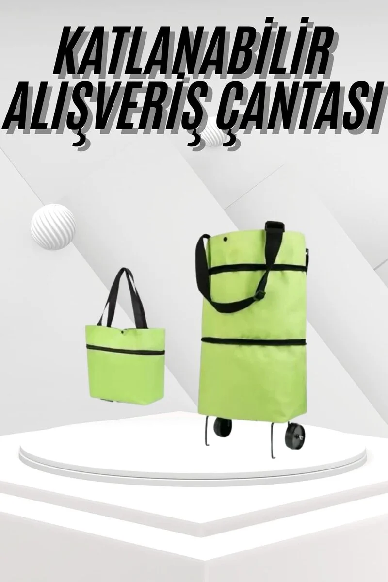 Katlanabilir Tekerlekli Pazar Çarşı Arabası - Market Alışveriş Çantası