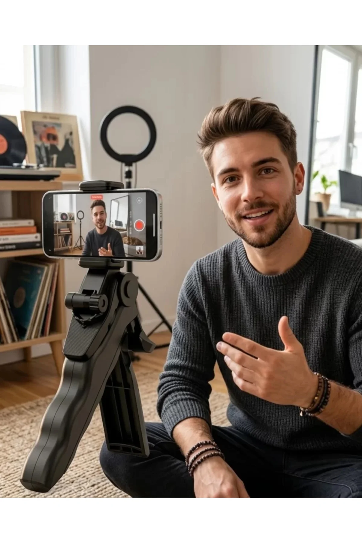 Katlanabilir Telefon Standı Mini Tripod Masaüstü Video Çekim Tutu