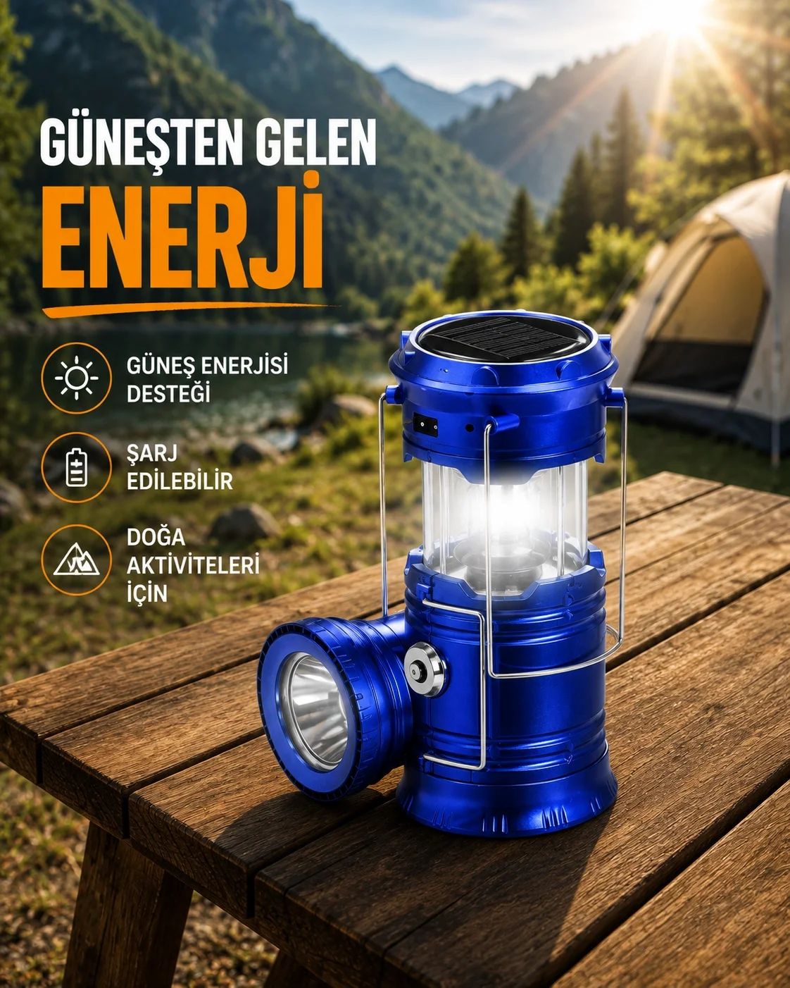 Katlanabilir USB Çıkışlı Kamp Feneri – Şarj Edilebilir, Dayanıklı ve Çok Fonksiyonlu Katlanabilir USB Çıkışlı Kamp Feneri – Şarj Edilebilir, Dayanıklı ve Çok Fonksiyonlu