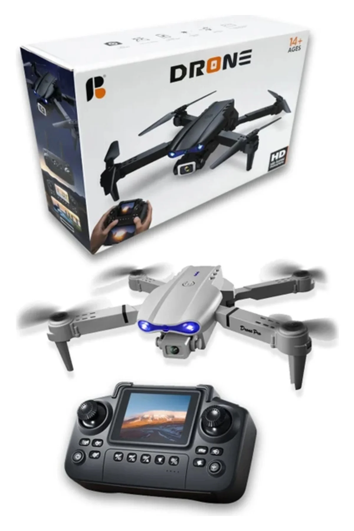 Katlanabilir Wifi FPV Kameralı Mini Drone, 720P HD Canlı Görüntü Aktarımı, Gri Renk