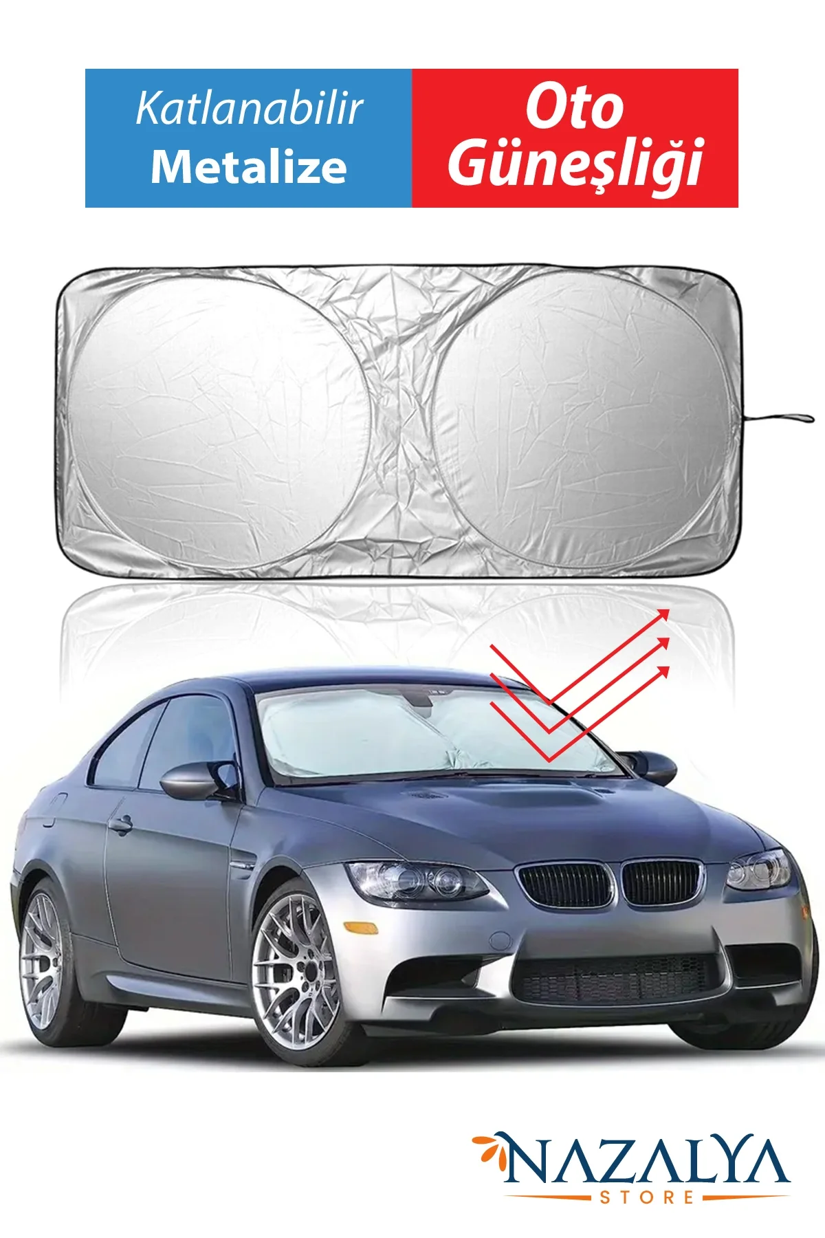 Katlanır Araba Ön Cam Güneşliği Metalize Isı Yalıtımlı Yazlık 150x70cm Otomobil Aksesuarı Fiyatı, Yorumları ve Özellikleri