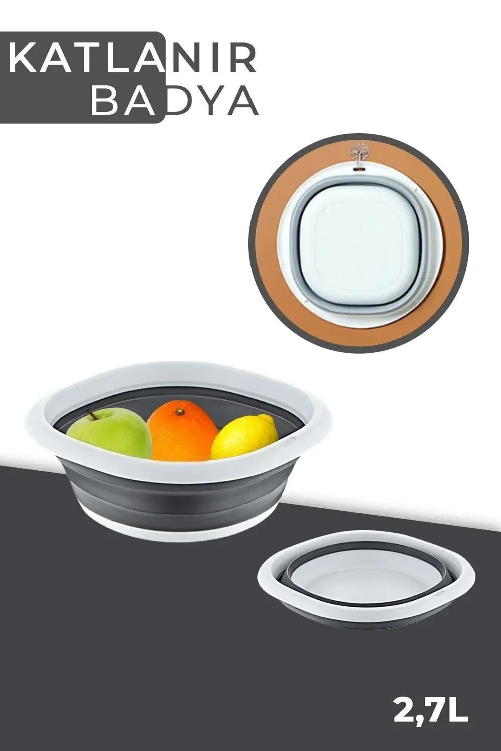 Katlanır Badya Leğen Akordiyon Katlanabilir Badya 2,7 Lt Ak-698