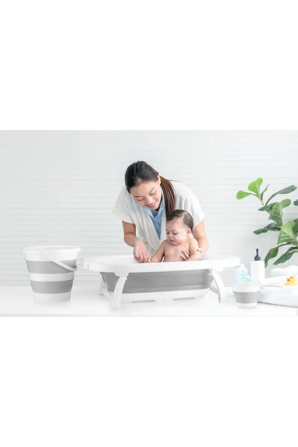 Pazar Kapısı Katlanır Bebek Küvet Seti, Bebek Banyo Küveti 50 Litre, Katlanır