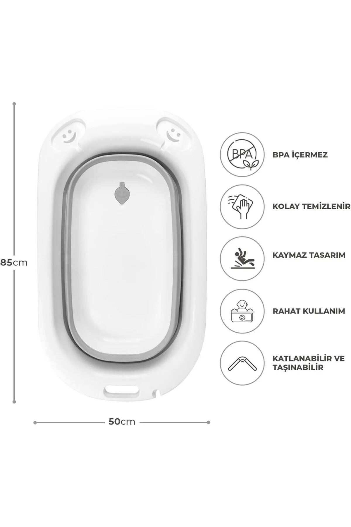 Katlanır Bebek Küvet Seti, Bebek Banyo Küveti 50 Litre, Katlanır 