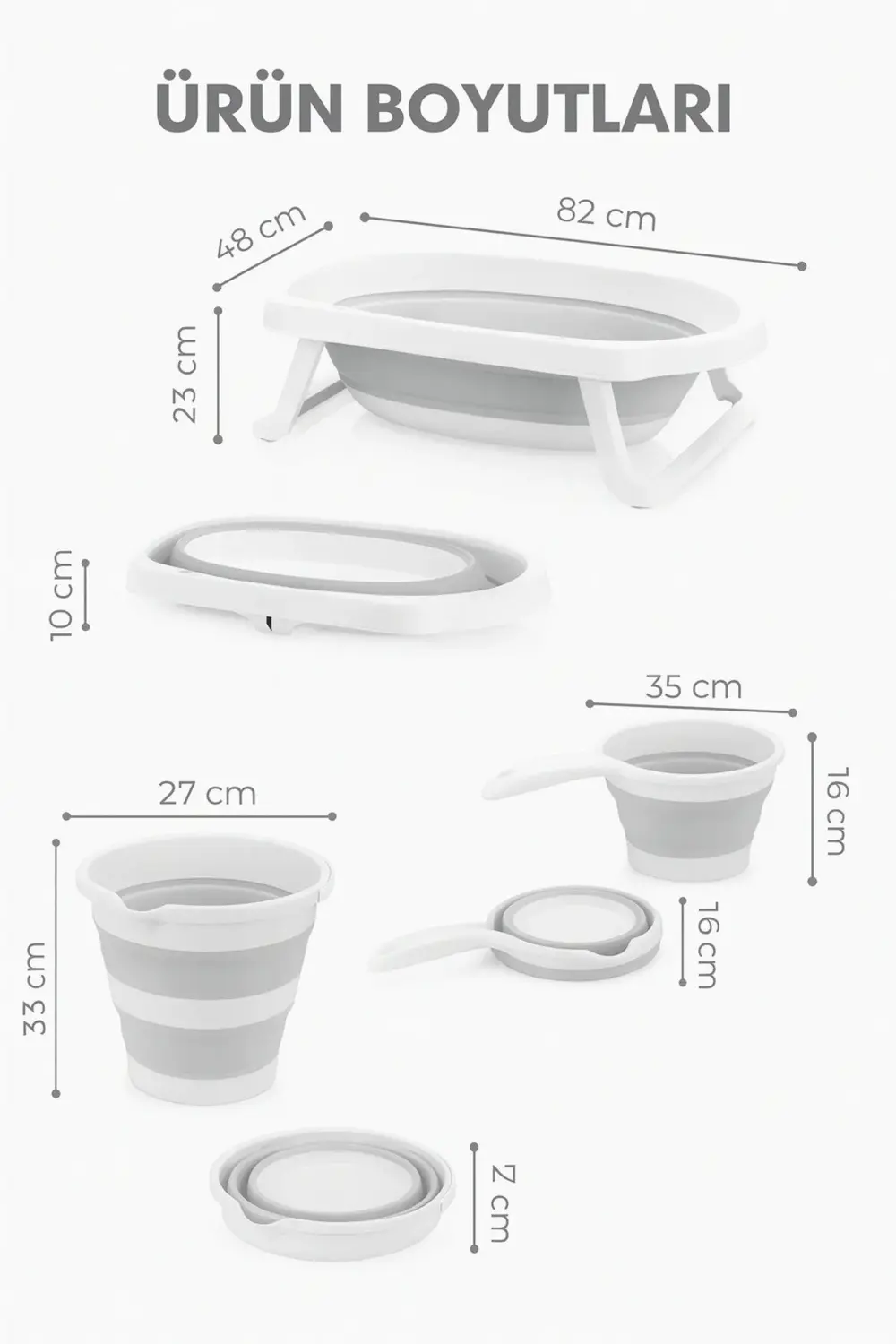 Katlanır Bebek Küveti Seti – Kova ve Maşrapalı, Taşınabilir, Katl Katlanır Bebek Küveti Seti – Kova ve Maşrapalı, Taşınabilir, Katl