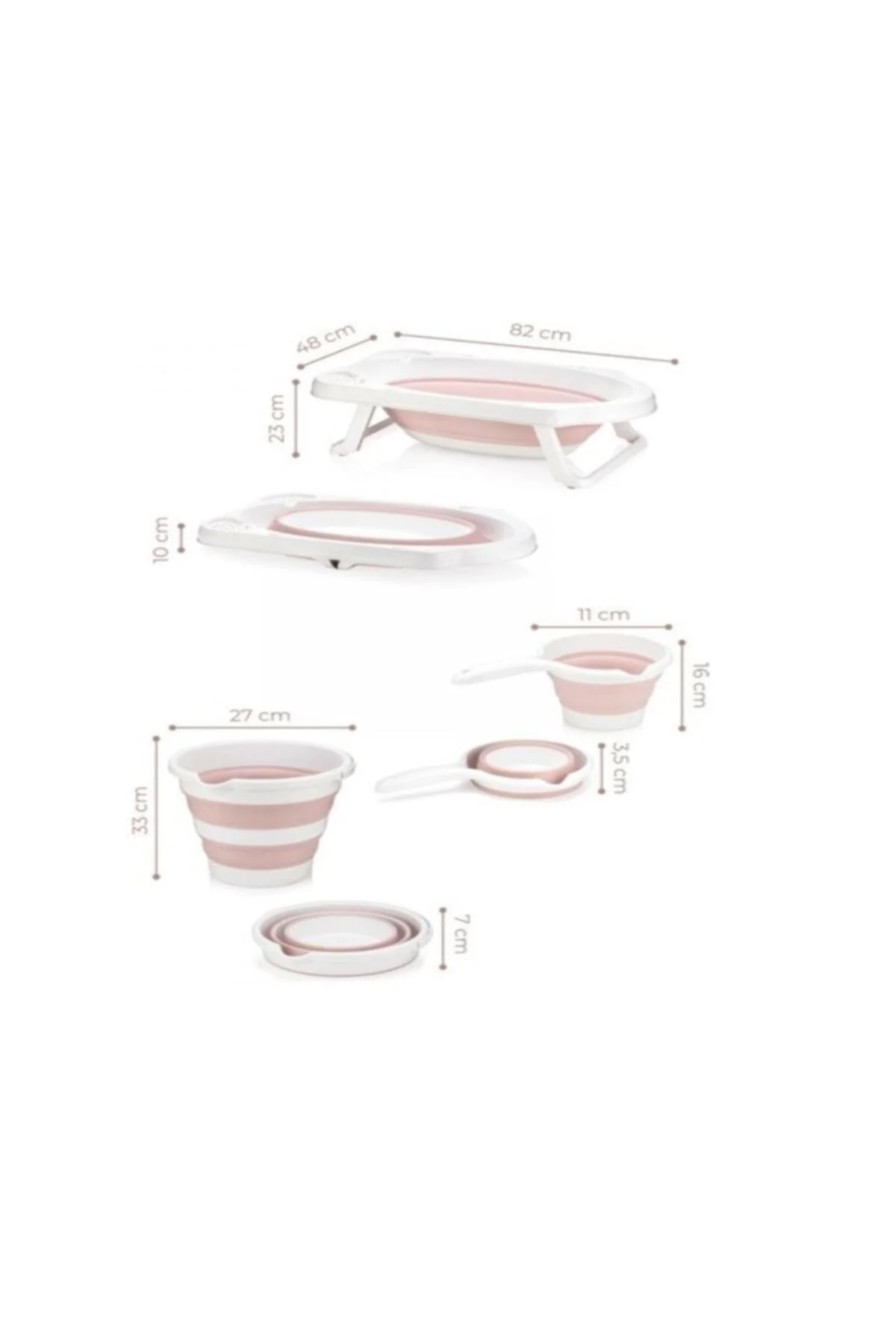 Katlanır Bebek Yıkama Banyo Seti 4 Parça / Pembe