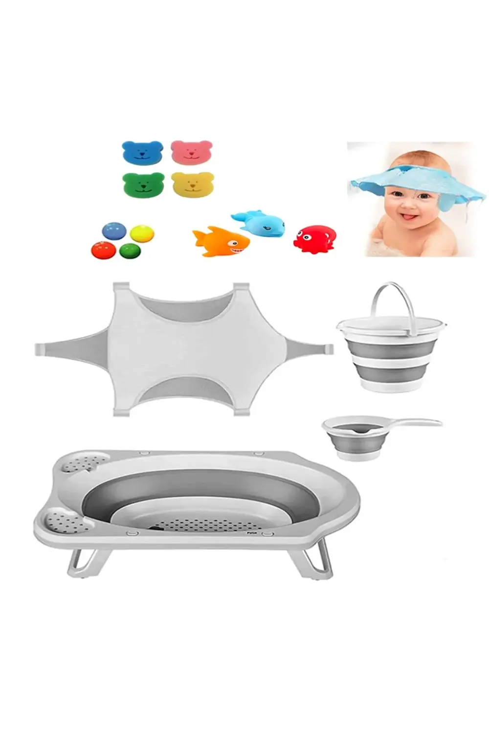 Katlanır Bebek Yıkama Banyo Küvet Seti 8 Parça