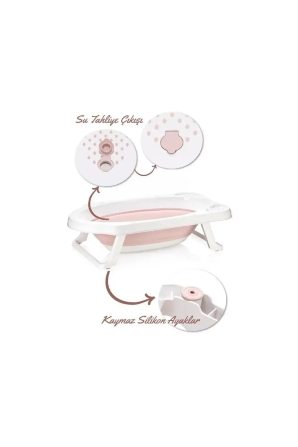 Katlanır Bebek Yıkama Banyo Seti 6 Parça / Pembe