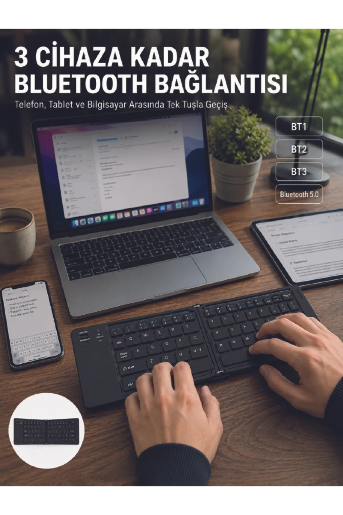 Katlanır Bluetooth Klavye Telefon Tablet Laptop Uyumlu Kablosuz Klavye Katlanır Bluetooth Klavye Telefon Tablet Laptop Uyumlu Kablosuz Klavye