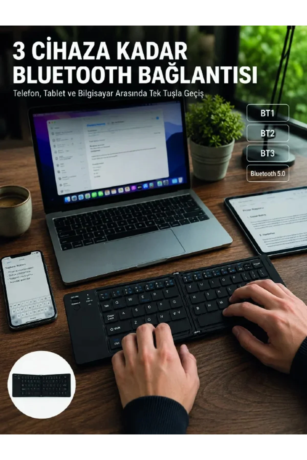 Katlanır Bluetooth Klavye Telefon Tablet Laptop Uyumlu Kablosuz Klavye Katlanır Bluetooth Klavye Telefon Tablet Laptop Uyumlu Kablosuz Klavye
