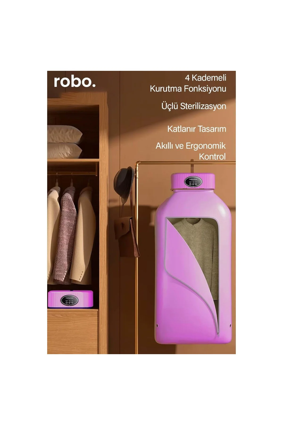Katlanır Çamaşır Kurutma Makinesi Pembe