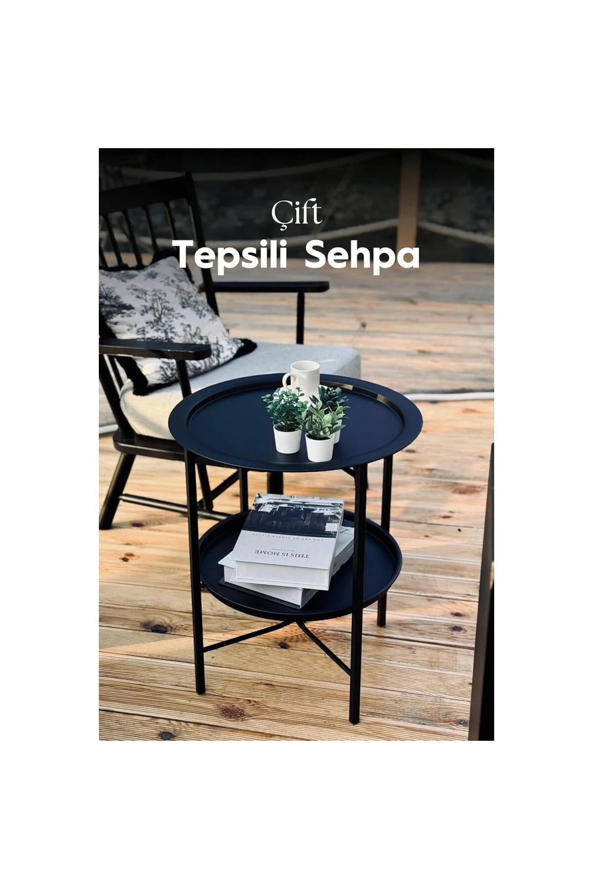 Katlanır Çift Tepsili Sehpa