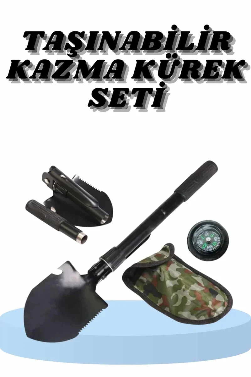 Katlanır Fonksiyonel Kamp Kazma Kürek Seti - Açık Hava Eşyalarınız İçin Kompakt Çözüm