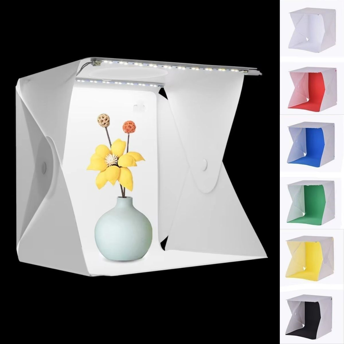 Katlanır Işıklı Fotoğraf Stüdyosu 40x40 cm 6 Renk Fonlu Ürün Çeki