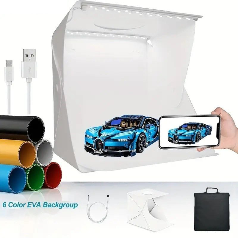 Katlanır Işıklı Fotoğraf Stüdyosu 40x40 cm 6 Renk Fonlu Ürün Çeki