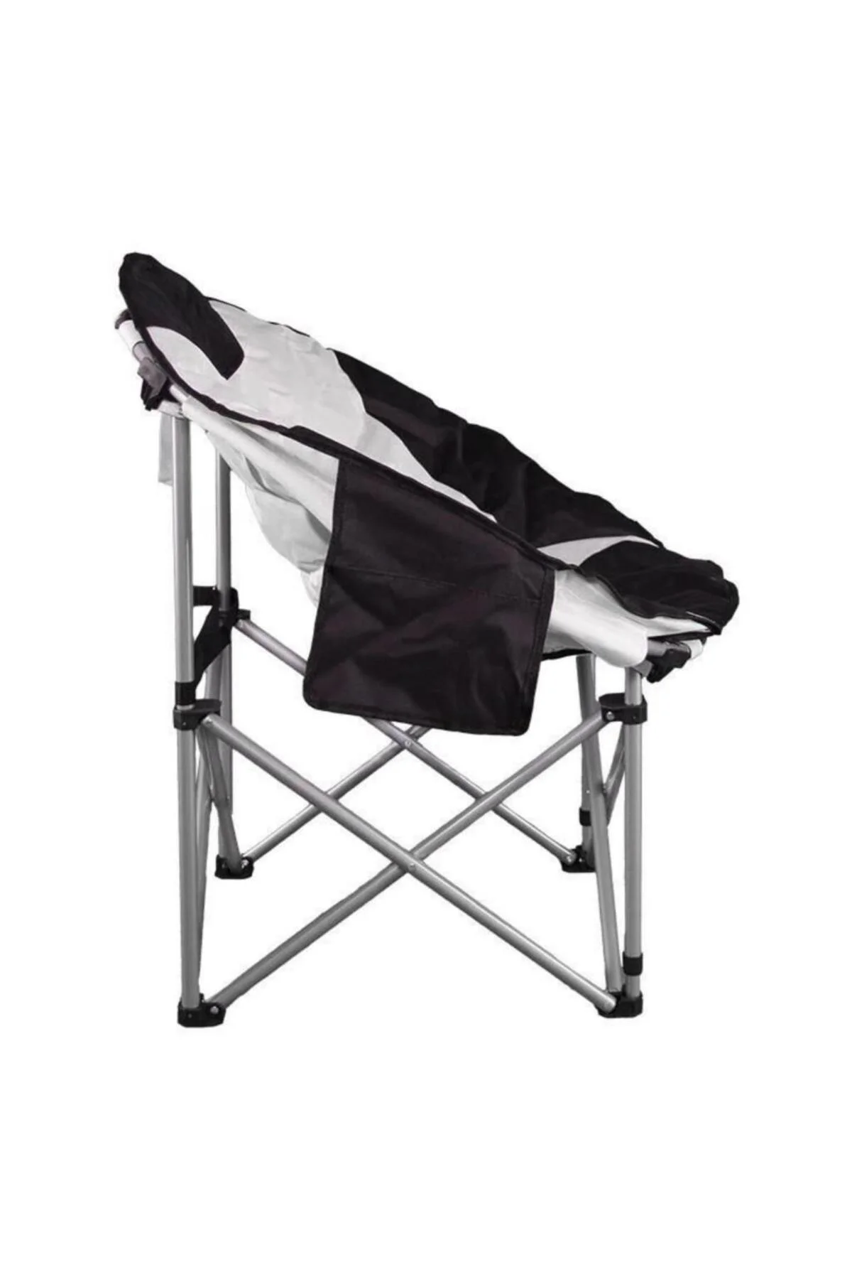 Katlanır Kamp Piknik Sandalyesi - Moonchair Deluxe - Siyah/Gri - 