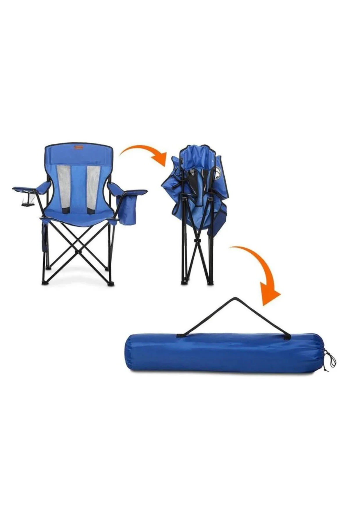 Katlanır Kamp Piknik Sandalyesi - Beacon - Bardaklıklı - Mavi - 5