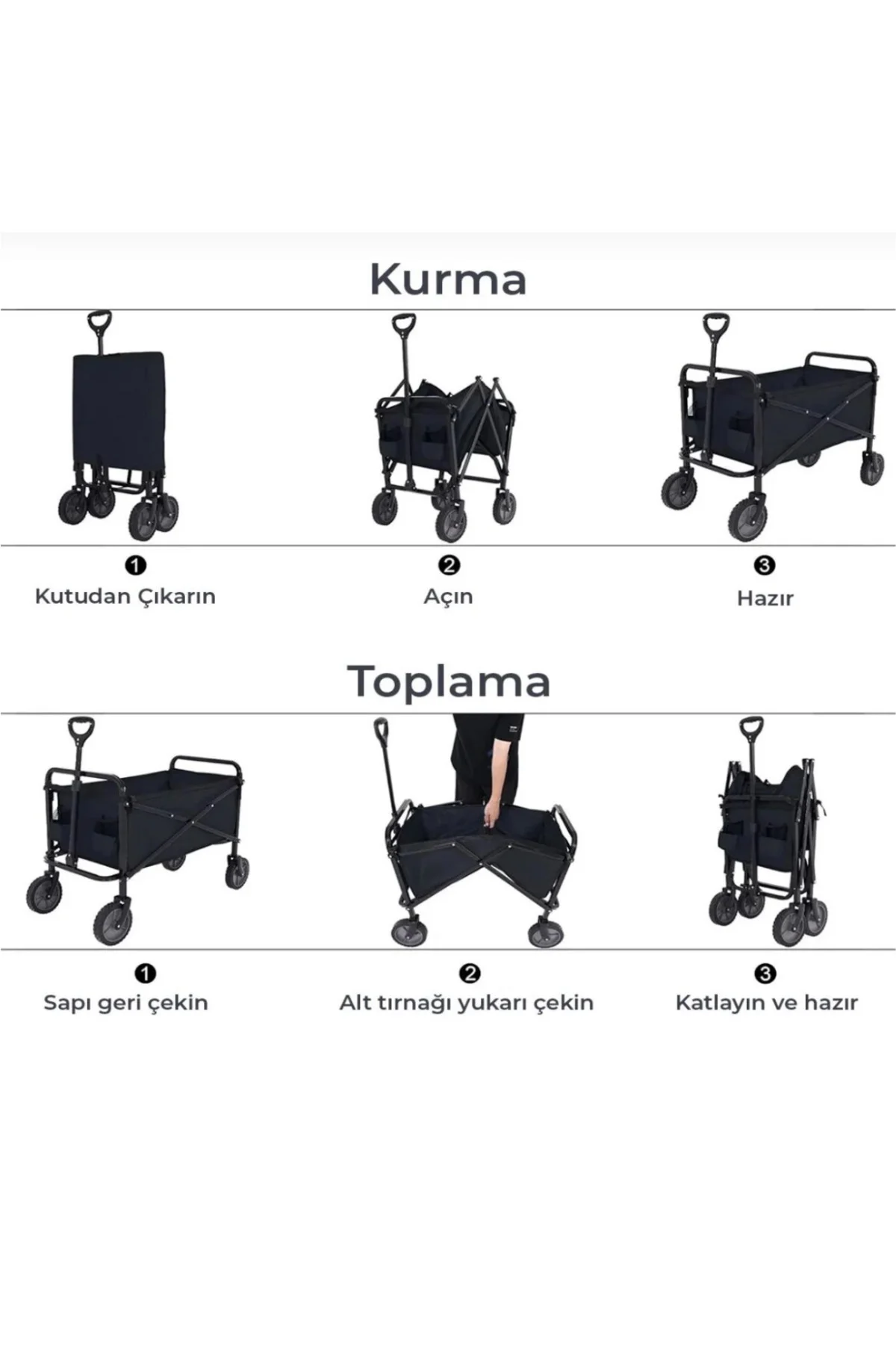 Katlanır Kamp Ve Plaj Arabası Büyük Kapasiteli Taşıma Vagonu