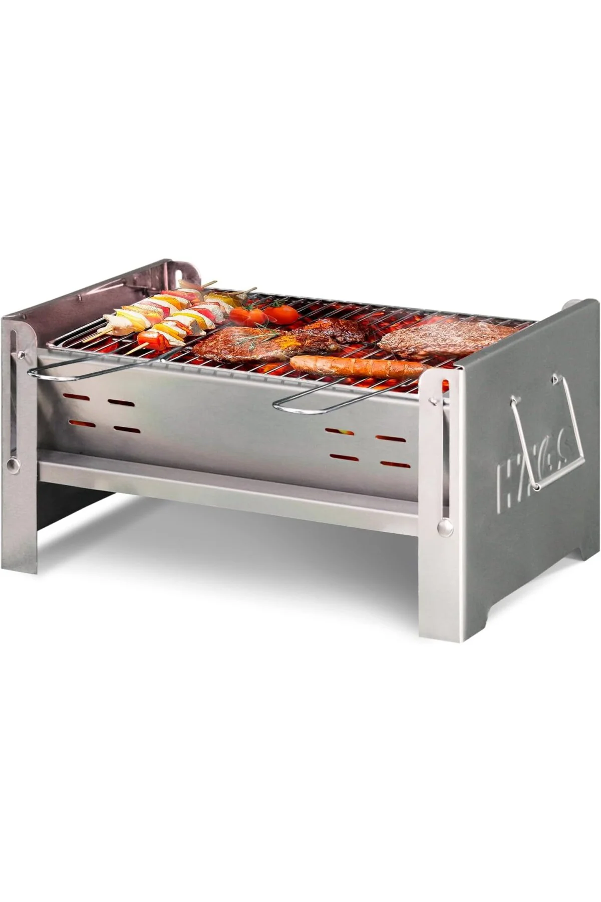 Katlanır Mangal, Paslanmaz Çelik, Barbekü Kömür Mangalı, Izgaralı