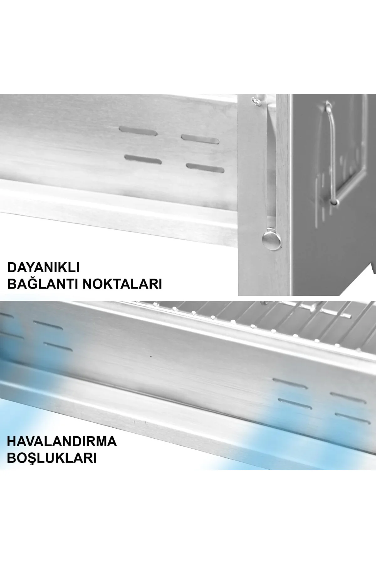 Katlanır Mangal, Paslanmaz Çelik, Barbekü Kömür Mangalı, Izgaralı