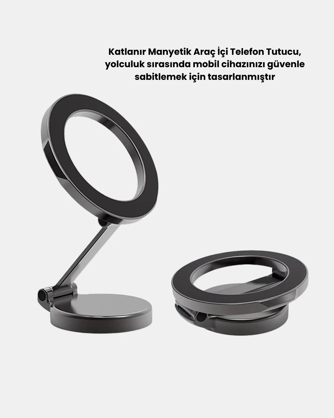 Katlanır Manyetik Araç İçi Telefon Tutucu – 360° Dönebilen, MagSafe Uyumlu, Güçlü Mıknatıslı Tasarım