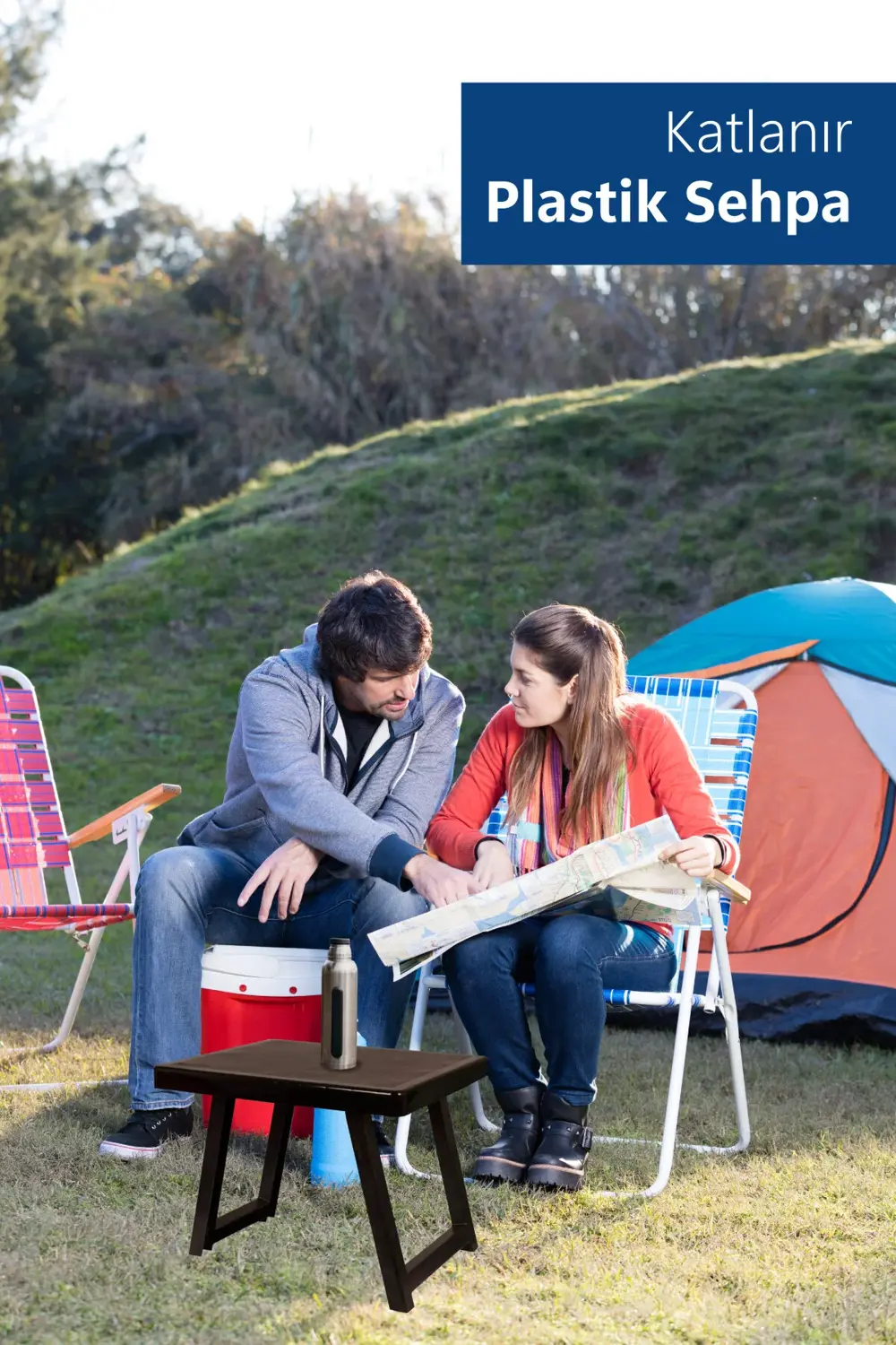Katlanır Plastik Sehpa Antrasıt-kamp Masası.