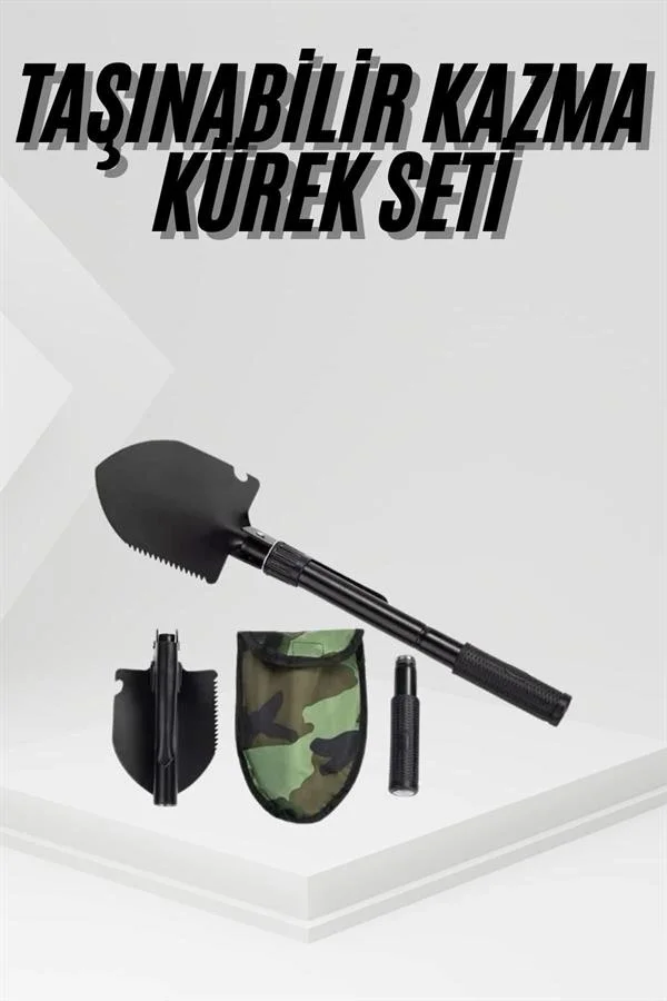 Katlanır Portatif Kazma Kürek Seti Portatif Çelik Taşıma Çantalı Pusulalı Fiyatı, Yorumları ve Özellikleri