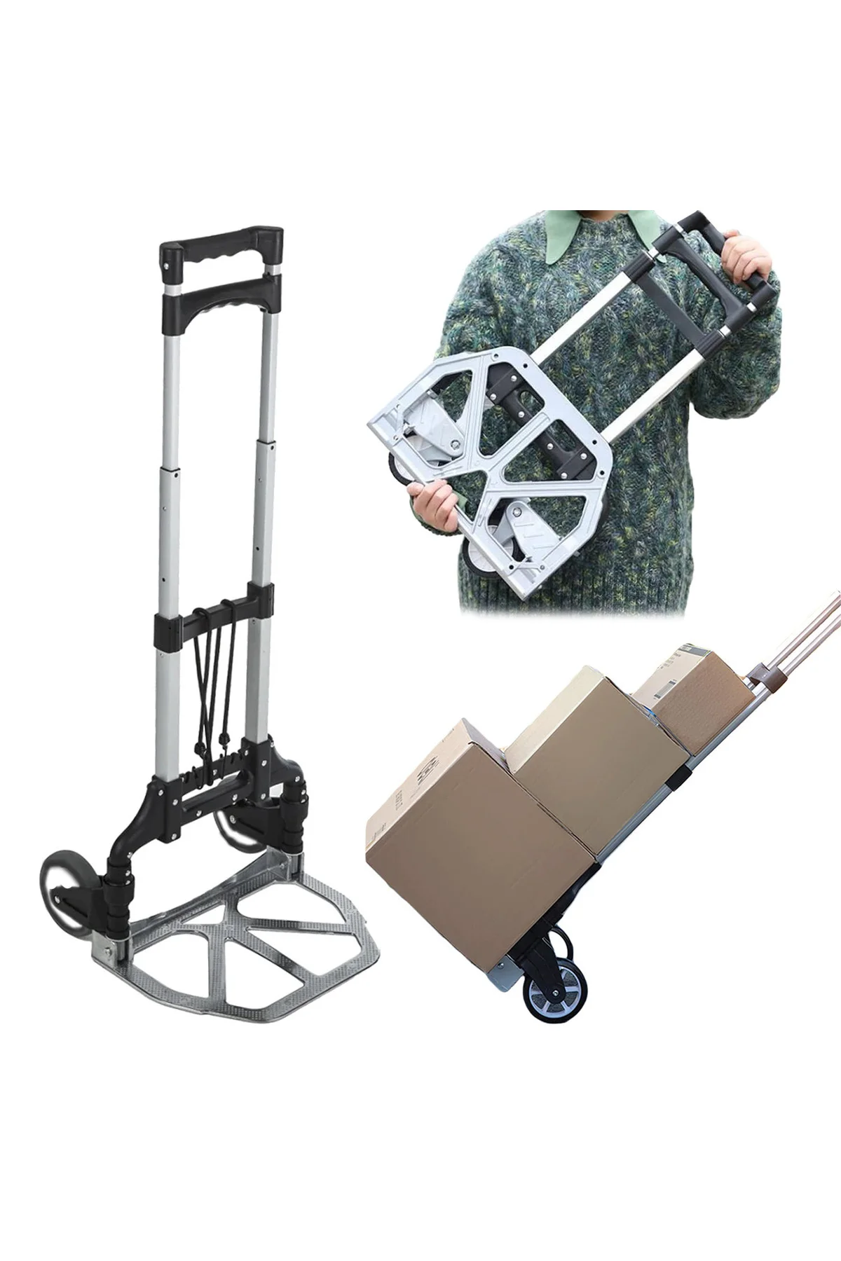 Katlanır Portatif Taşıma Aracı Koli Yük Paket El Arabası 80KG Kapasiteli Fiyatı, Yorumları ve Özellikleri