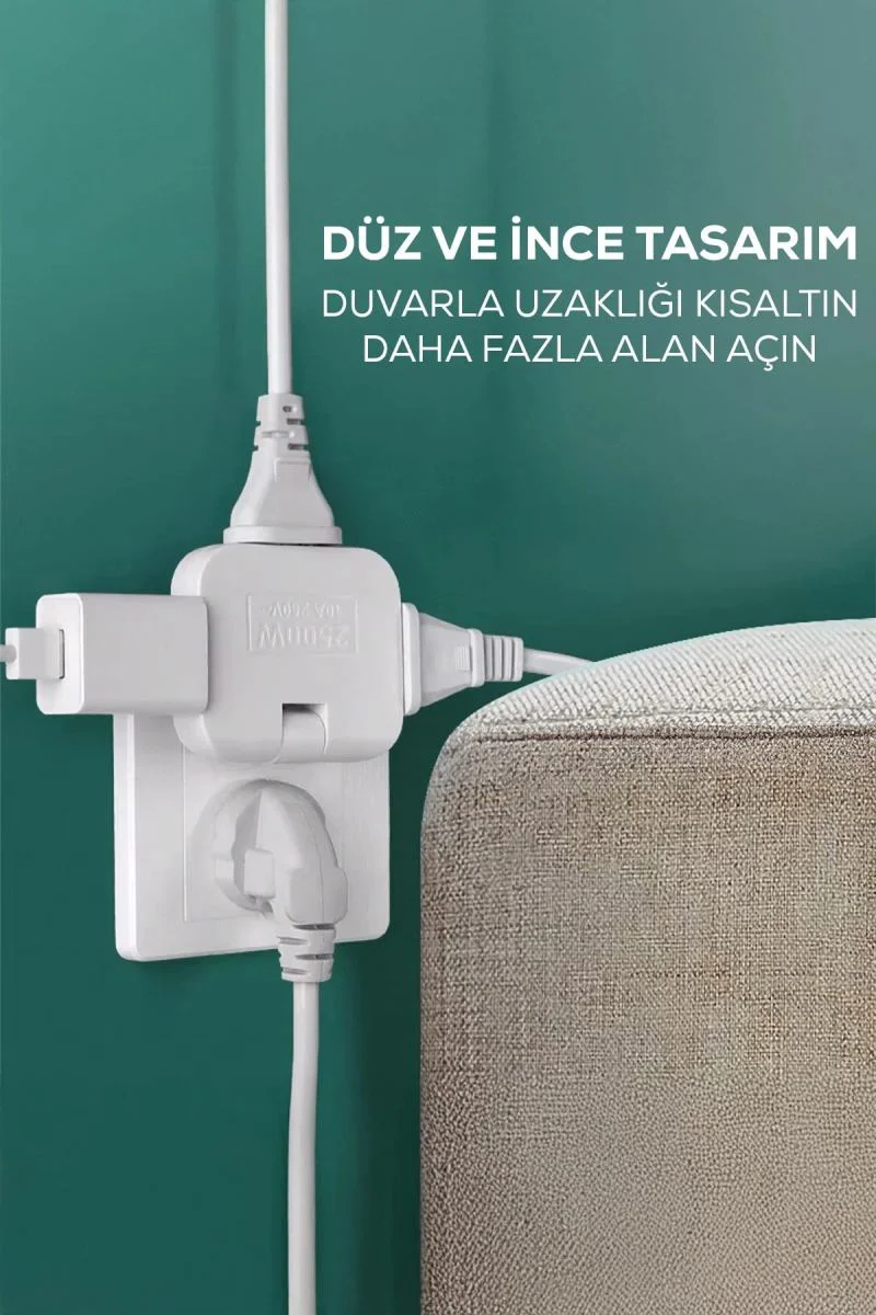 Katlanır Priz 3 Gözlü - Kompakt ve Pratik Duvar Priz Çözümü Fiyatı, Yorumları ve Özellikleri