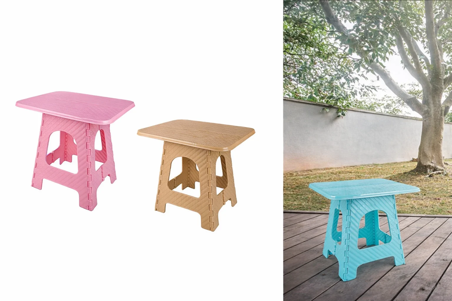 Katlanır Rattan Sehpa Dalı Plastik Balkon Bahçe Kamp Sehpası