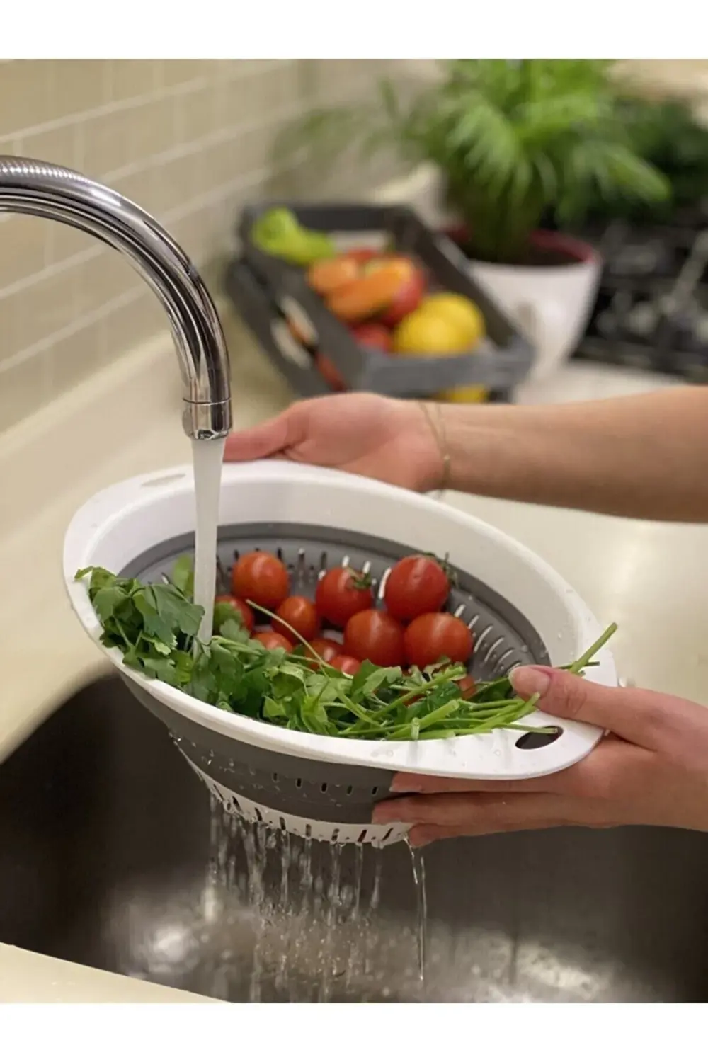 Katlanır Yuvarlak Akordiyon Süzgeç