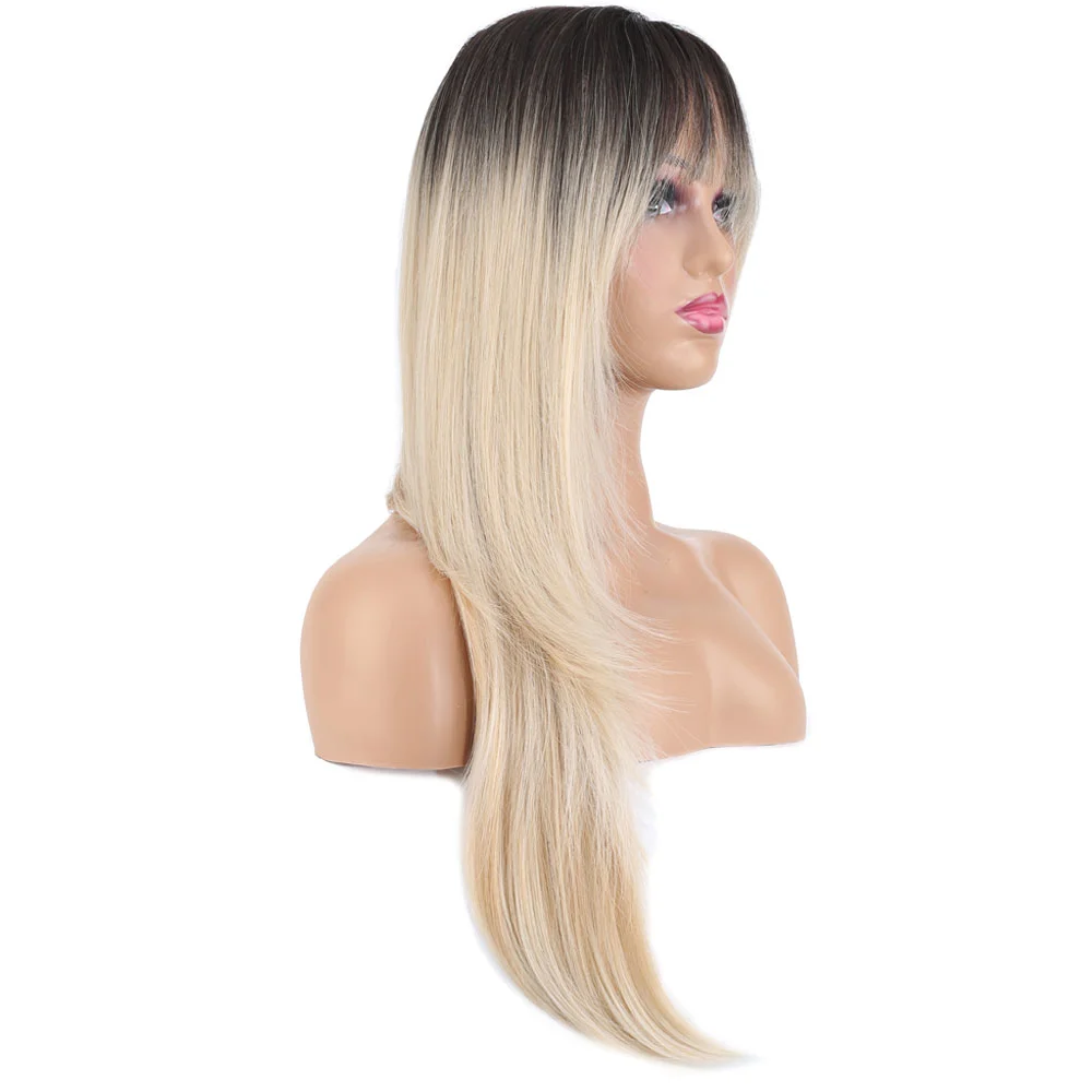 Katlı Kesim Perçemli Düz Fiber Sen Uzun Boy Peruk / Kahve / Platin Ombre ve Röfleli Fiyatı, Yorumları ve Özellikleri