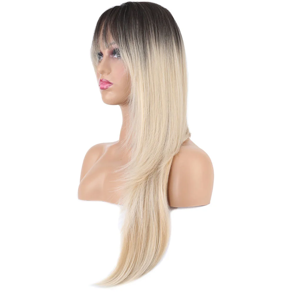 Katlı Kesim Perçemli Düz Fiber Sen Uzun Boy Peruk / Kahve / Platin Ombre ve Röfleli Fiyatı, Yorumları ve Özellikleri