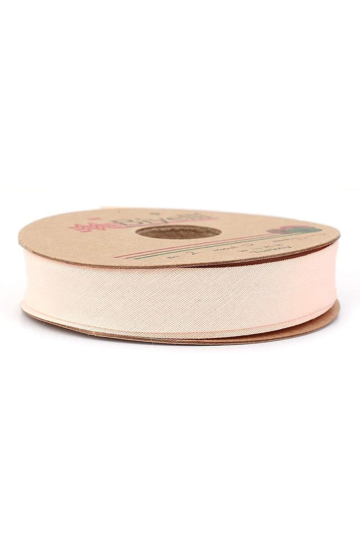 Biyelli Katlı Verev Koton Biye, 2Cm Eninde Pamuklu Biye 25Mt Somon D10