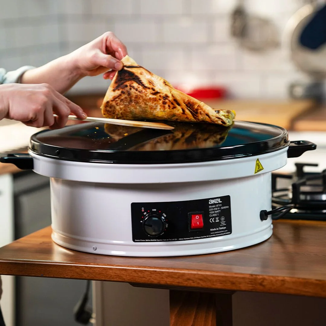 Katmer - Yufka Sacı Termostatlı - Standlı 3000w Emaye Kaplı Geniş Üst Yüzey 53cm Genişlik At-111b 5224