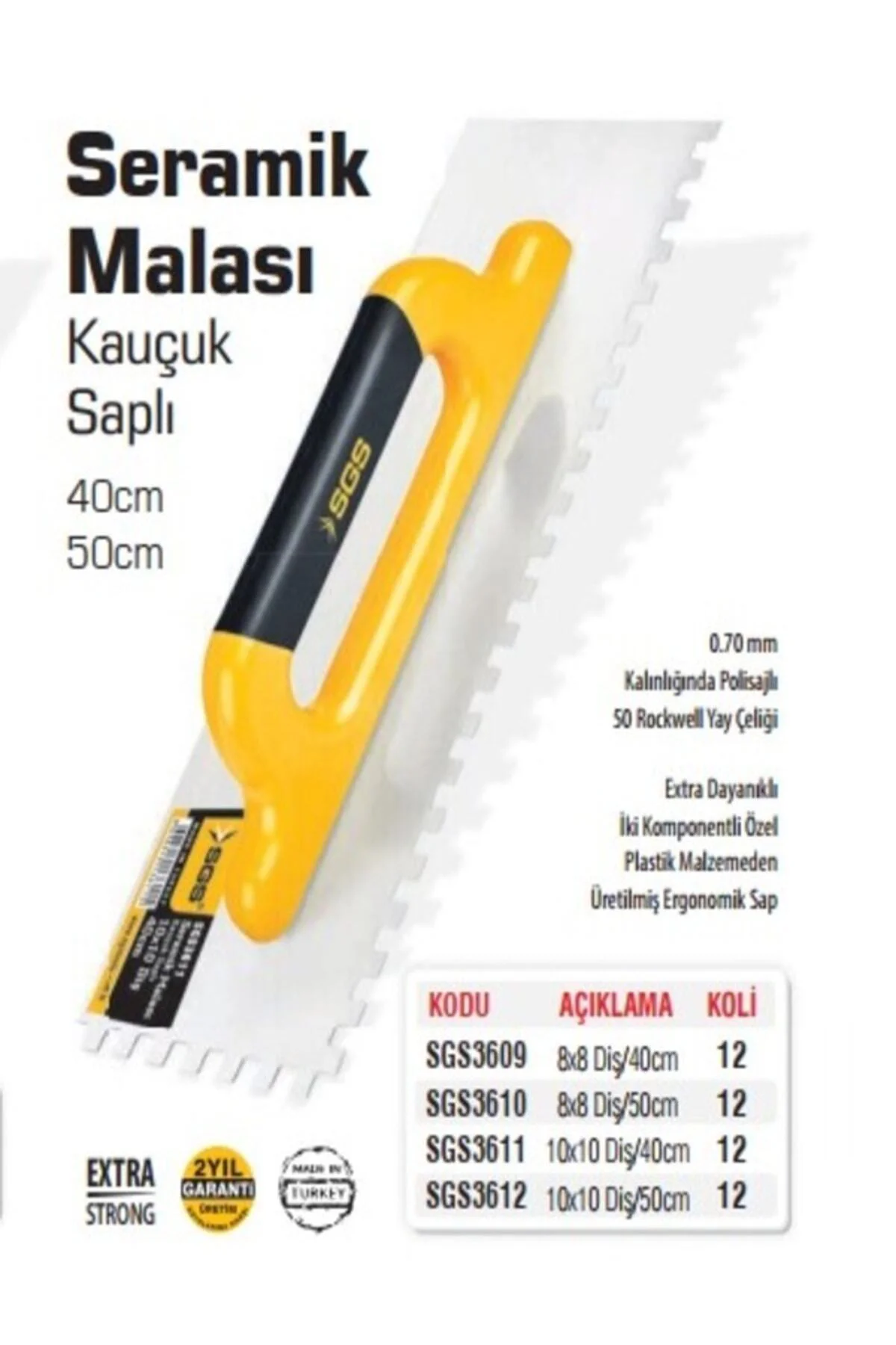Kauçuk Saplı Seramik Malası 8x8 Diş / 40 Cm Fiyatı, Yorumları ve Özellikleri