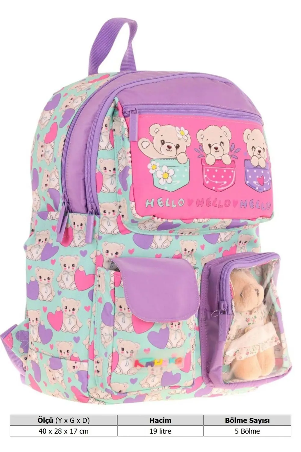 KAUKKO KIDS SIRT ÇANTASI(PLUSH BEAR)