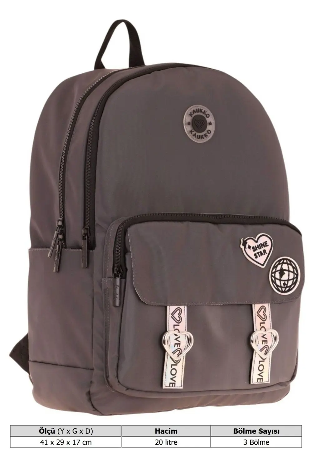 KAUKKO MİRROR SIRT ÇANTASI GRİ