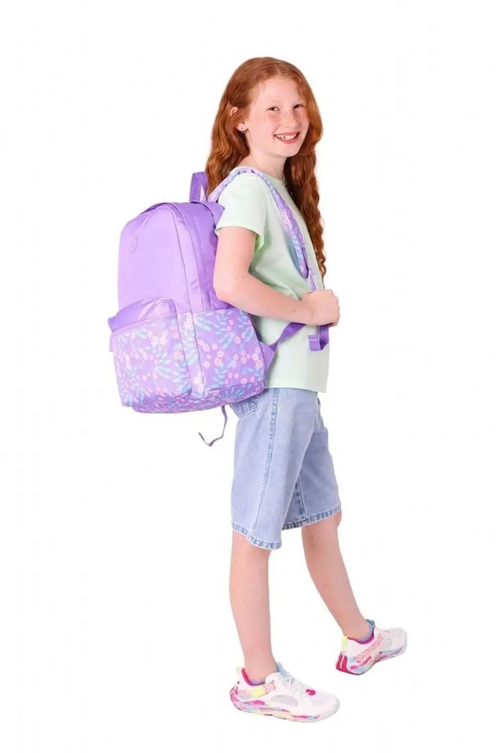 KAUKKO SOFT FLORAL SIRT ÇANTASI LILAC FLOWERS