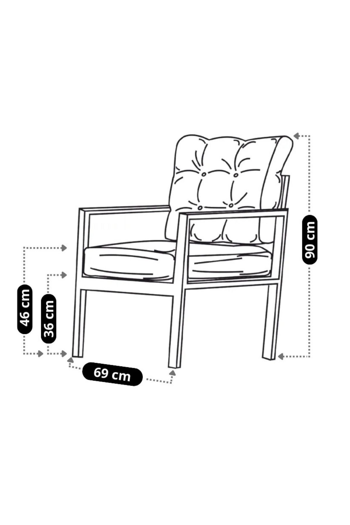 Kavacık Tekli Koltuk Gri Fermuarlı Keten Kumaş, Modern Metal Konf