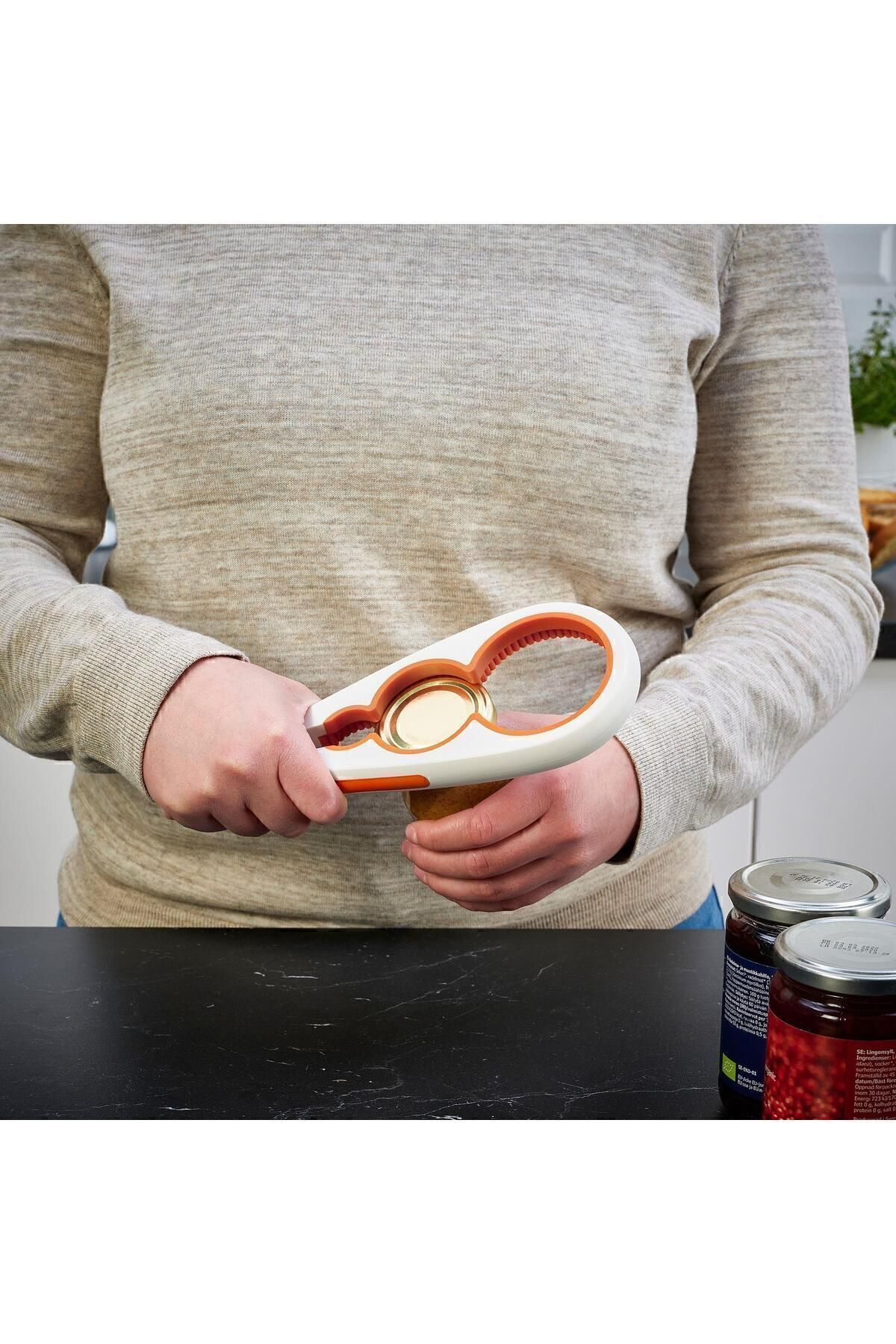 İkea Kavanoz Açacağı, Beyaz-Turuncu 21 Cm Pratik Mutfak Gereçleri