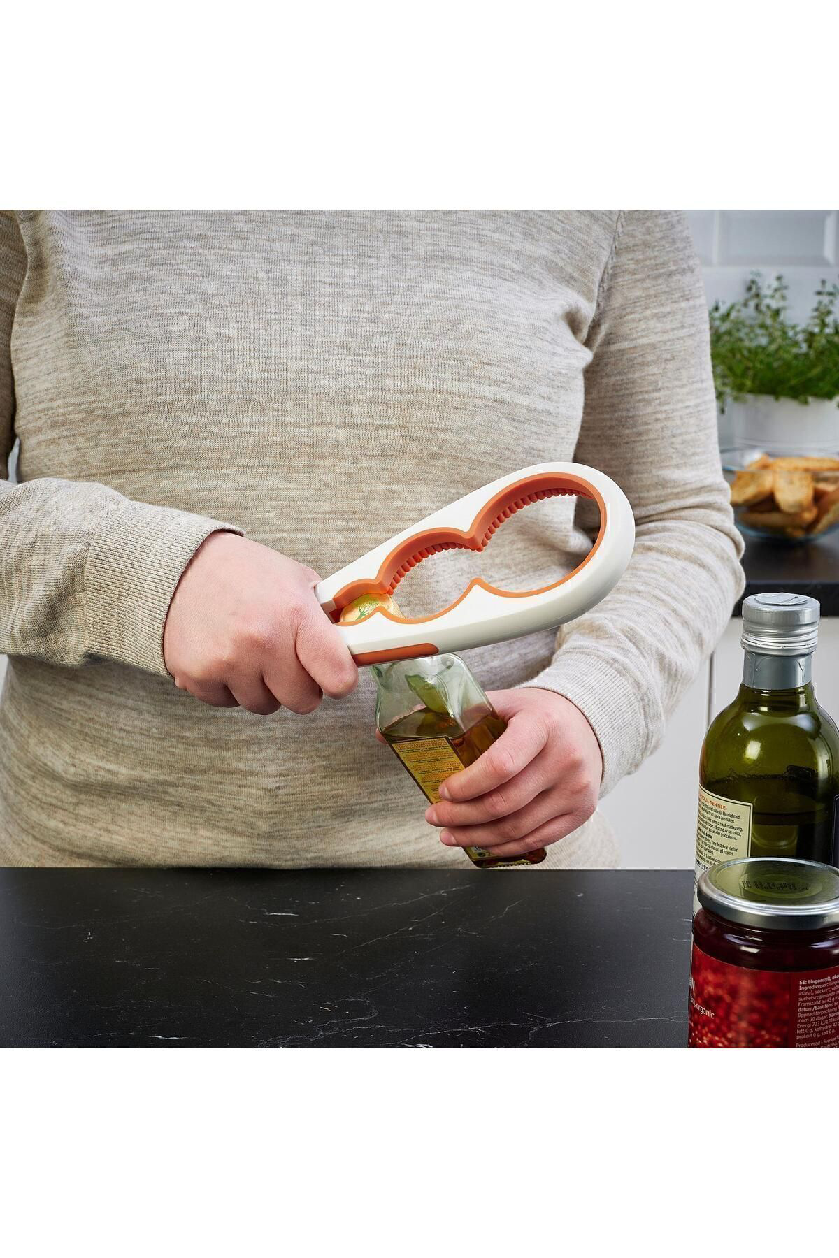 İkea Kavanoz Açacağı, Beyaz-Turuncu 21 Cm Pratik Mutfak Gereçleri