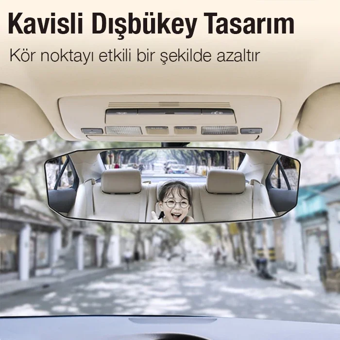 Kavisli Dışbükey Geniş Açılı Araç Dikiz Aynası 299x90mm - Görüş Açısını Artırın