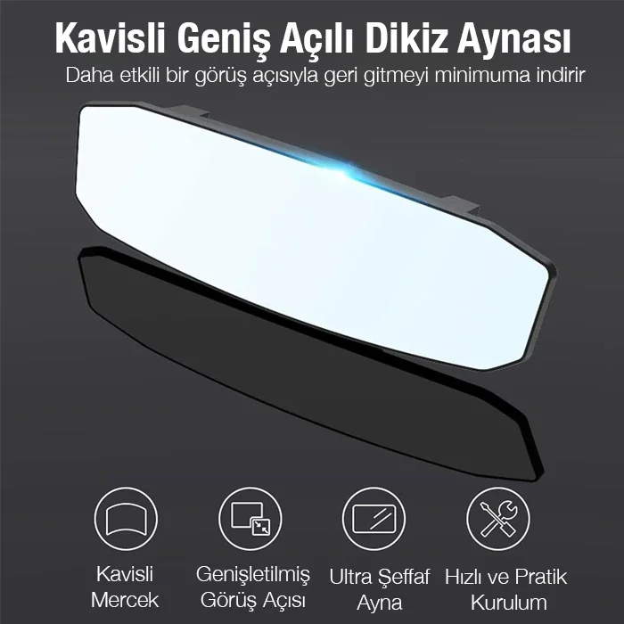 Kavisli Dışbükey Geniş Açılı Araç Dikiz Aynası 299x90mm - Görüş Açısını Artırın