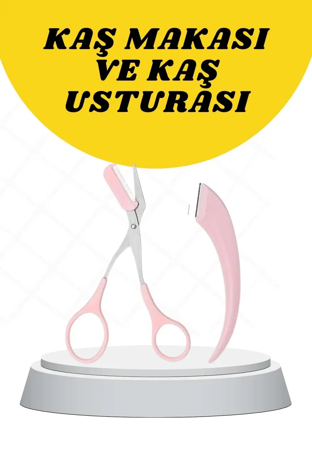 Kavisli Kaş Düzeltici Seti Kaş Makası ve Kaş Usturası Paslanmaz Ç