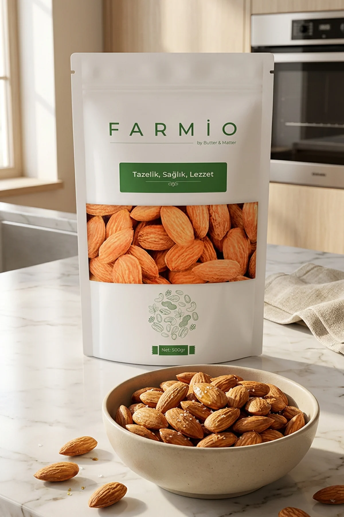 Kavrulmuş Badem Içi 500gr - Jumbo Boy - Taptaze Yeni Mahsül - Haf